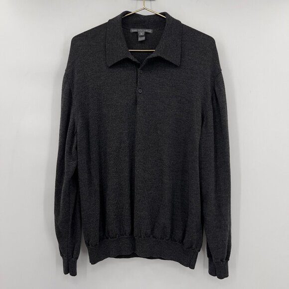 Saks Fifth Avenue Merino Wool Collar Polo sweater Mens XL - Picture 1 of 8